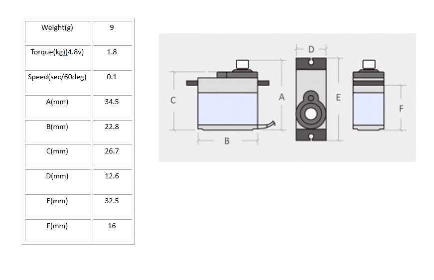 מנוע מיקרו סרוו 180מעלות SG90 – תמונה 2