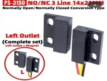 חיישן מגנט לדלת/חלון NO + NC חוטים יוצאים לשמאל