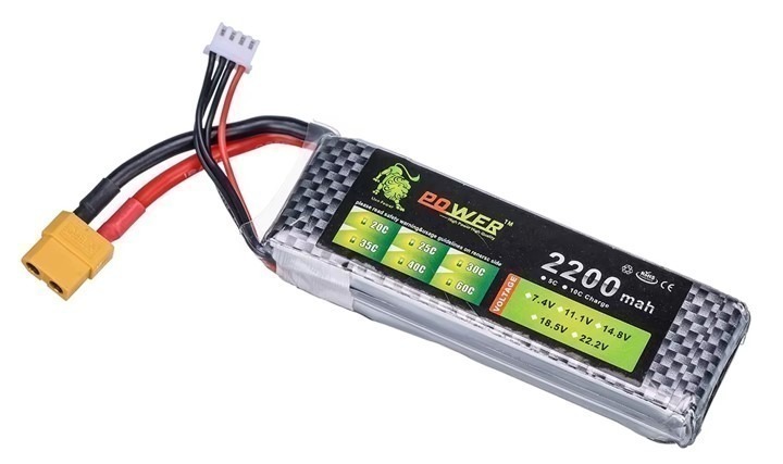 מארז סוללות LIPO עם 3S 11.1V 2200mAh 35C