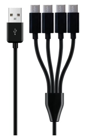כבל מפצל מ- USB A ל- 4X USB Type C