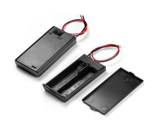 מחזיק 2 סוללות AA עם כיסוי ומתג