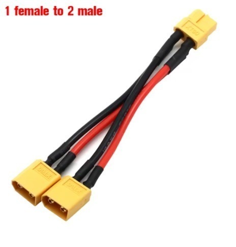 כבל מתאם מחבר XT-60 נקבה מפצל לשני מחברי XT-60 זכר