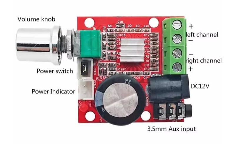 מודול PAM8610 מגבר סטריאו 2X10W עם וסת שמע ומחברים – תמונה 3