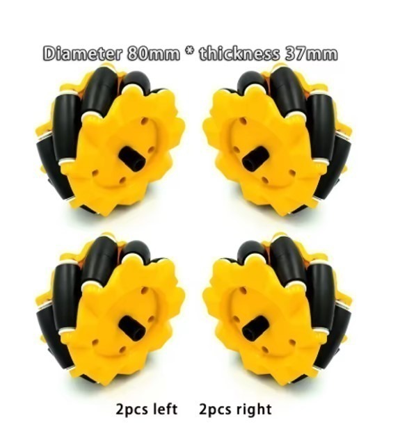 סט 4 גלגלי אומני-כיווני 80 מ"מ למנוע TT