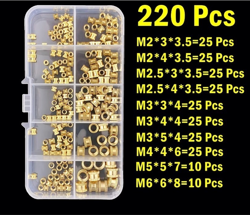 אוסף 220 יחידות מעטפת הברגה בקטרים שונים