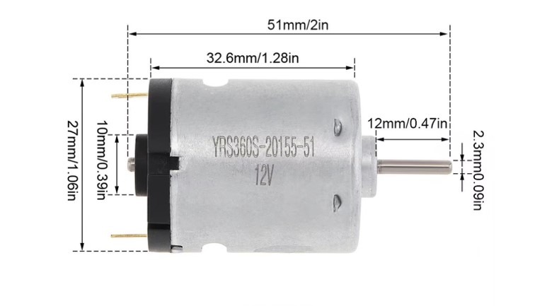 מנוע RS360 12V DC עד 12000 סל"ד – תמונה 2