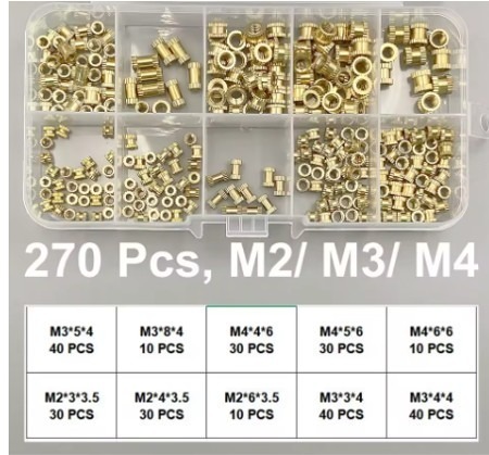 אוסף 270 יחידות מעטפת הברגה בקטרים שונים
