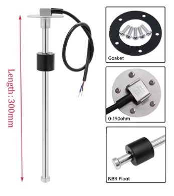 חיישן מצוף התנגדות מפלס נוזל 300 מ"מ
