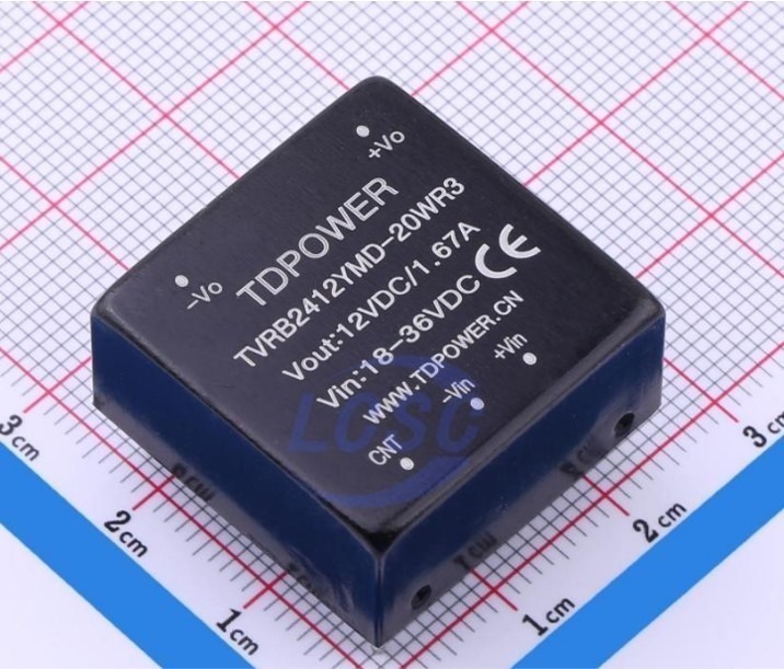 ממיר DC-DC מבודד  TVR2412YMD-20WR3 מוצא 12V עד 20W