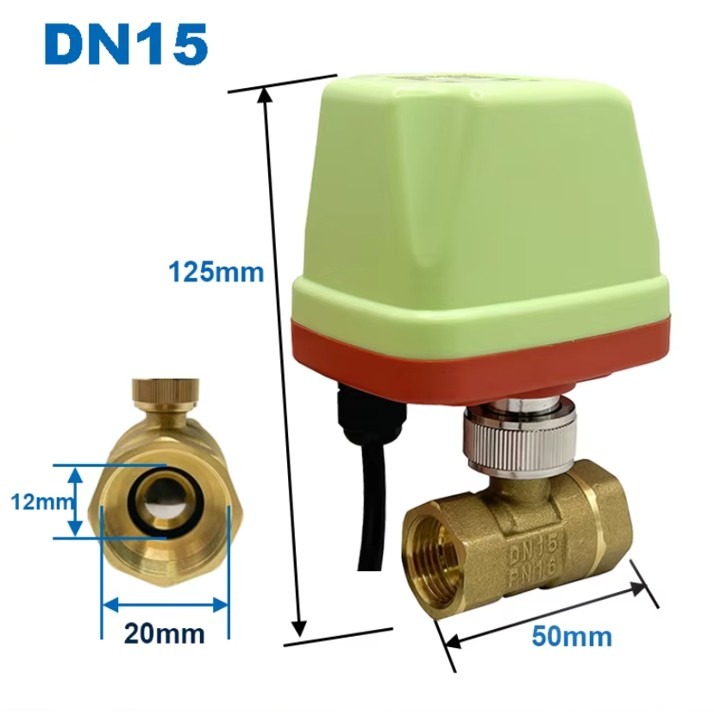 ברז חשמלי כדורי 12V נסגר אוטומטית ללא מתח קוטר 1/2 אינצ'