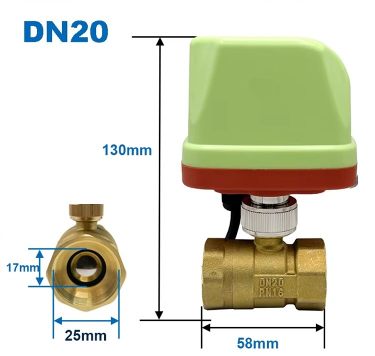 ברז חשמלי כדורי 220V נסגר אוטומטית ללא מתח קוטר 3/4 אינצ'