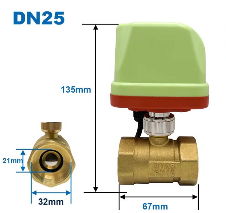 ברז חשמלי כדורי 12V נסגר אוטומטית ללא מתח קוטר 1 אינצ'