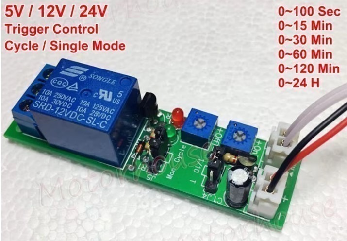 מודול JK11S ממסר 12V עם השהייה מתכווננת 0-24 שעות