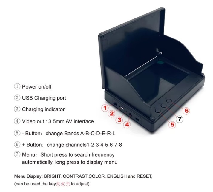 ערכת שידור וקליטה אלחוטי בתדר 5.8GHz מ- 2 מצלמות וידאו למסך 4.3 אינצ' – תמונה 2