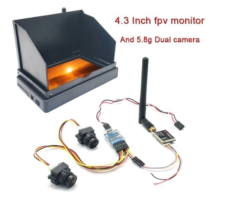 ערכת שידור וקליטה אלחוטי בתדר 5.8GHz מ- 2 מצלמות וידאו למסך 4.3 אינצ'